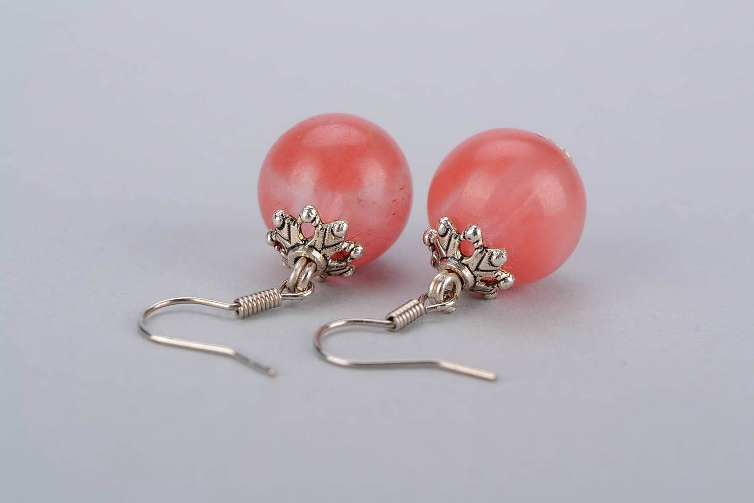 Earrings with pink agate photo 3
