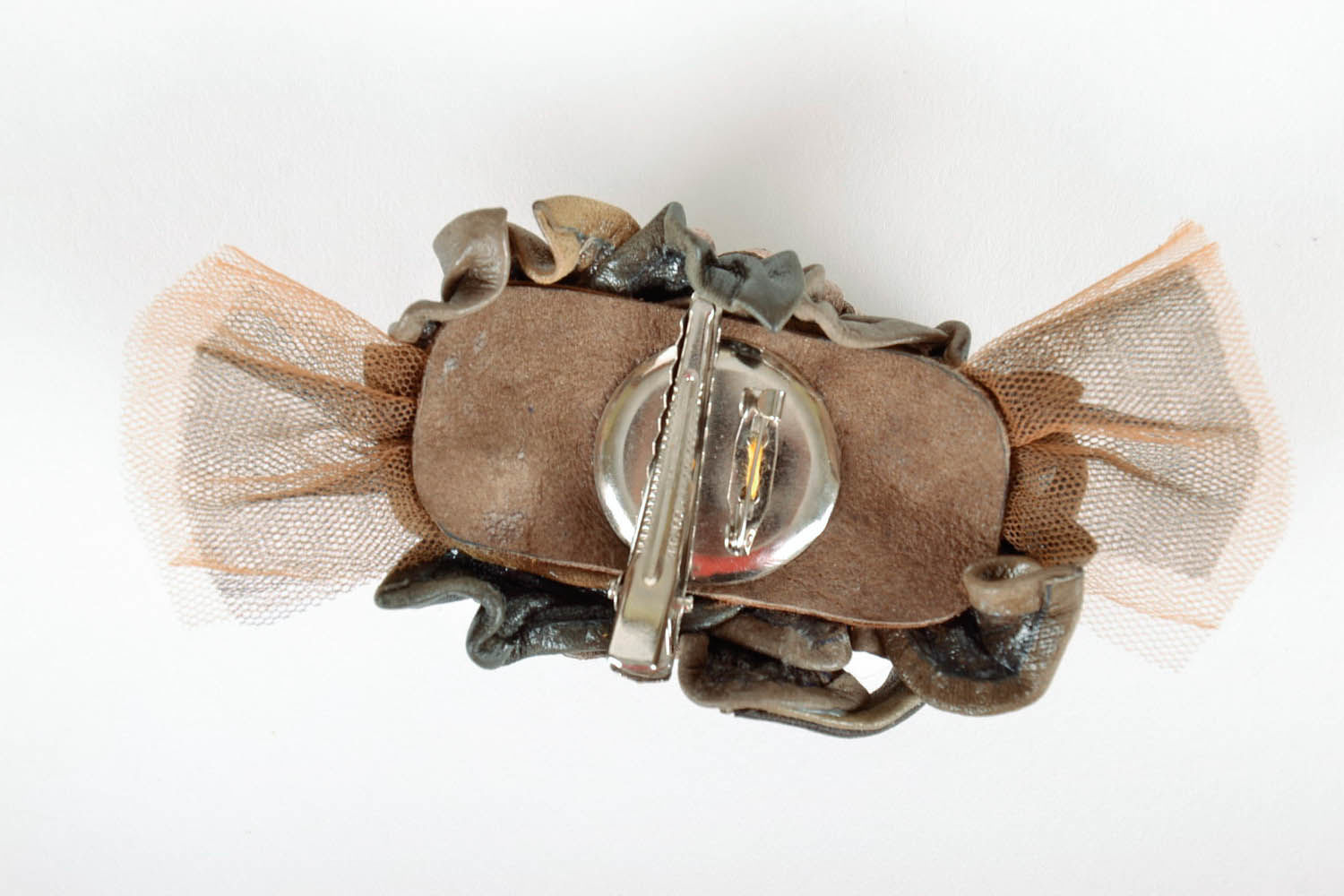 Pin Brooch Made of Natural Leather photo 3