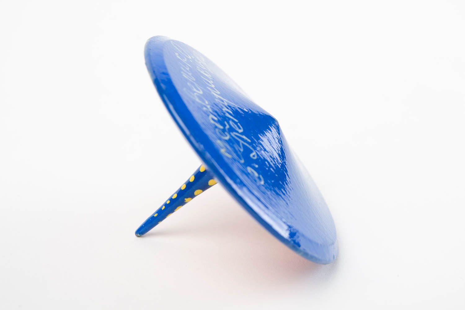 Игрушка ручной работы детская игрушка волчок небольшая детская юла синяя фото 4