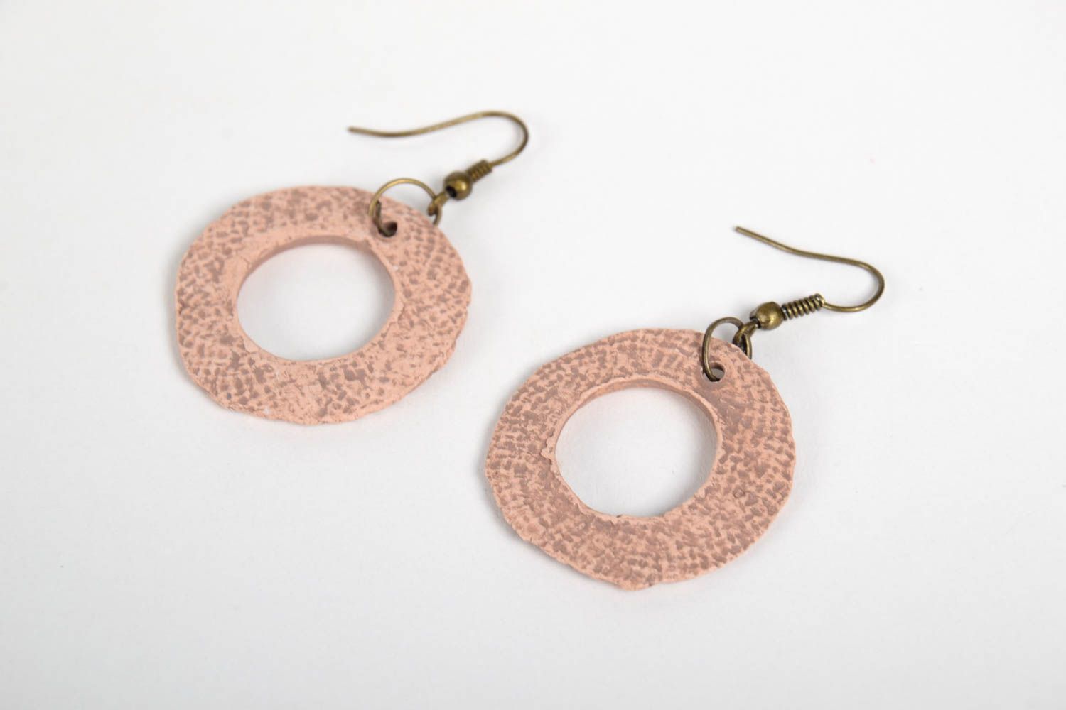 Handmade Ohrringe Schmuck aus Keramik runde Ohrhänger Geschenk für Frauen zart foto 3
