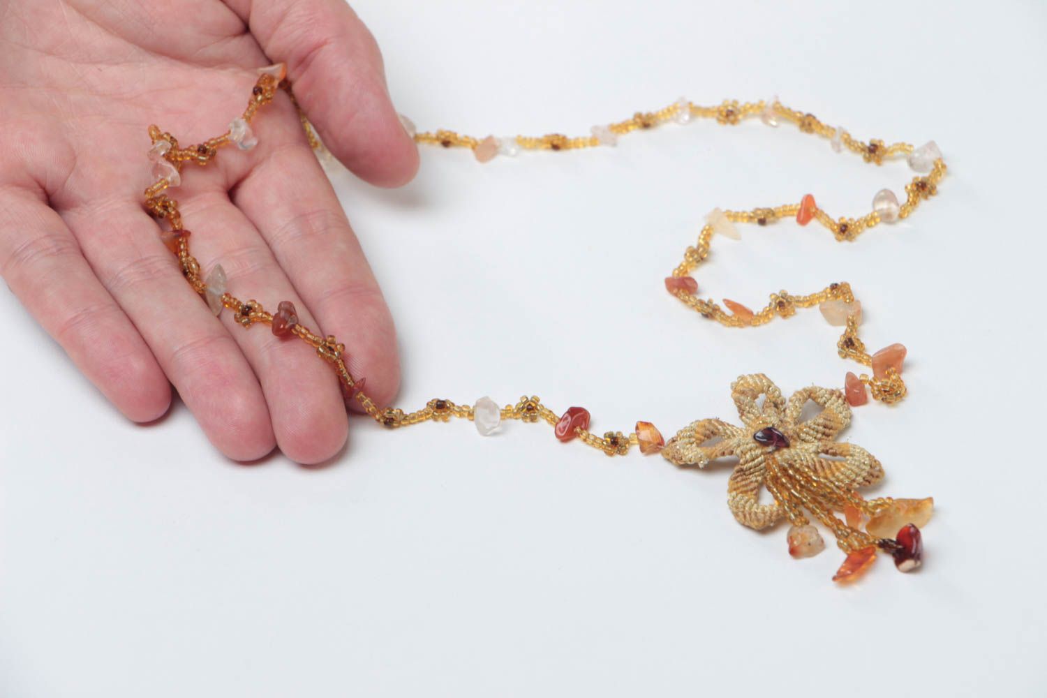 Collier en perles de rocaille Bijou fait main avec agate Cadeau pour femme photo 5