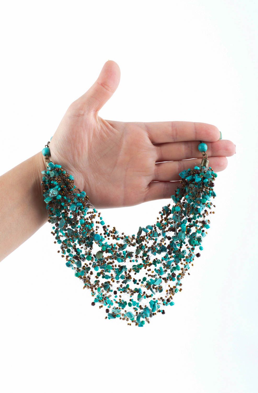 Collier en pierres naturelles Bijou fait main turquoise Cadeau pour femme photo 5