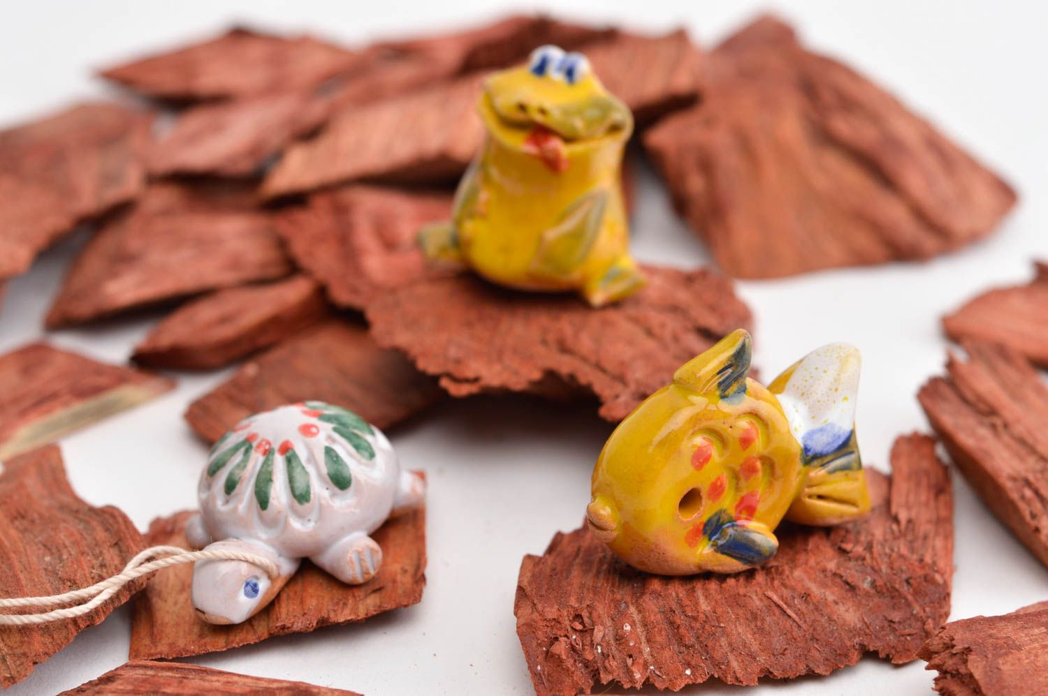 Handmade Figuren Set kleine Dekofiguren Keramik Tiere ausgefallene Geschenke 3St foto 1