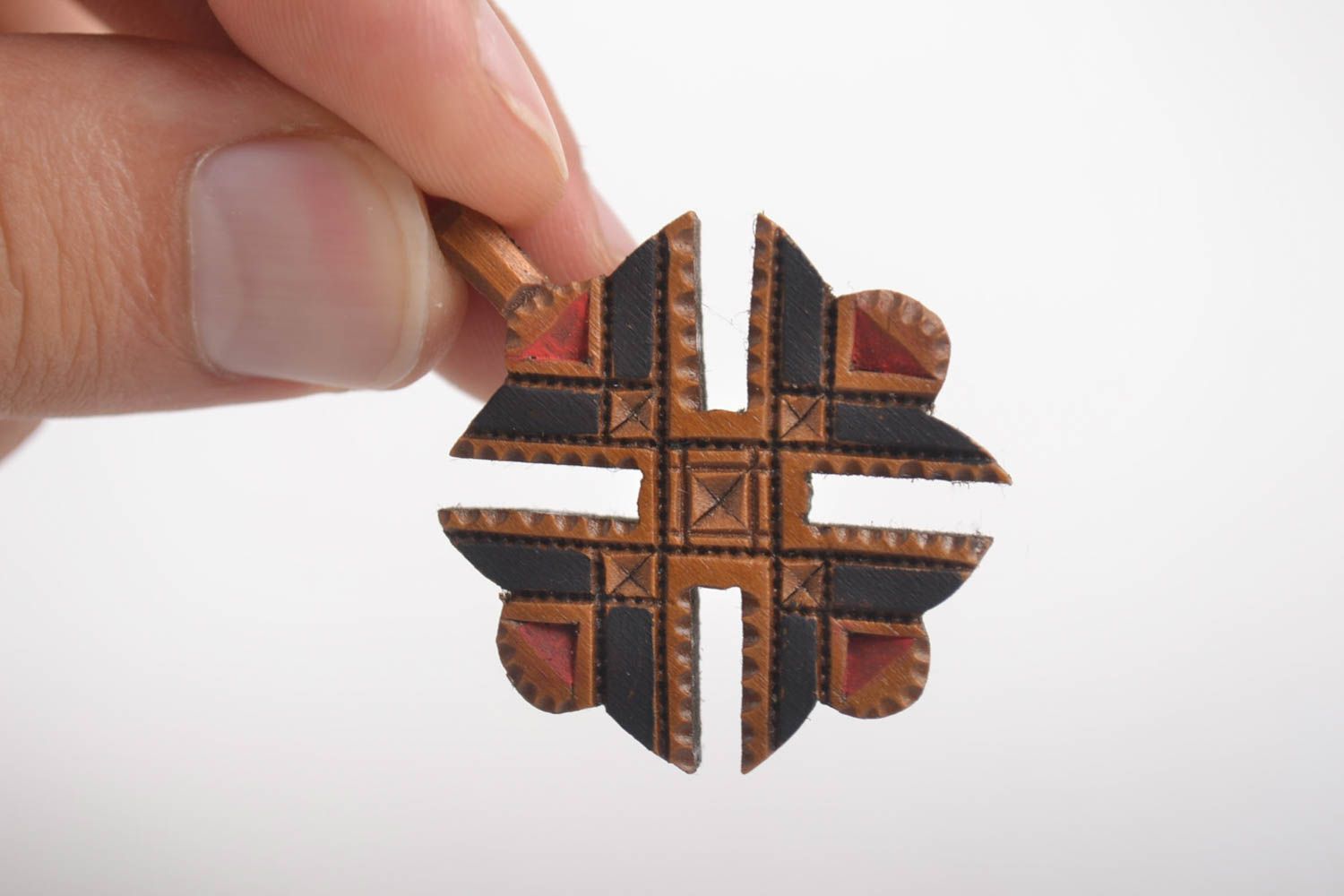 Wooden jewelry handmade cross pendant ethnic jewellery religious gifts photo 3