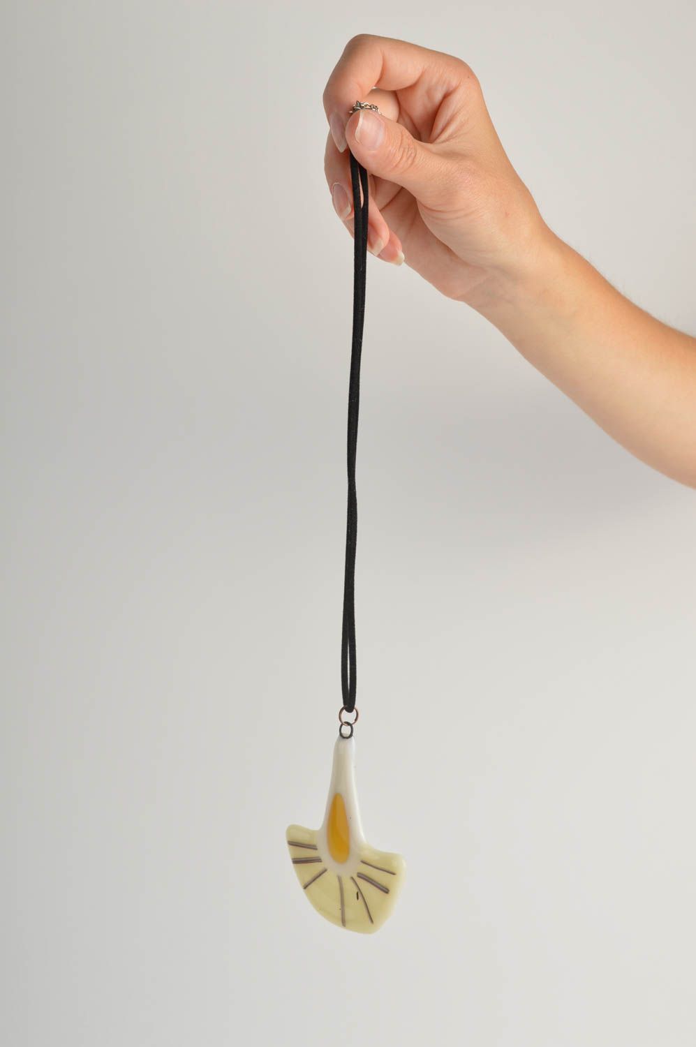 Pendentif verre fusing long Bijou fait main Accessoire femme original design photo 2