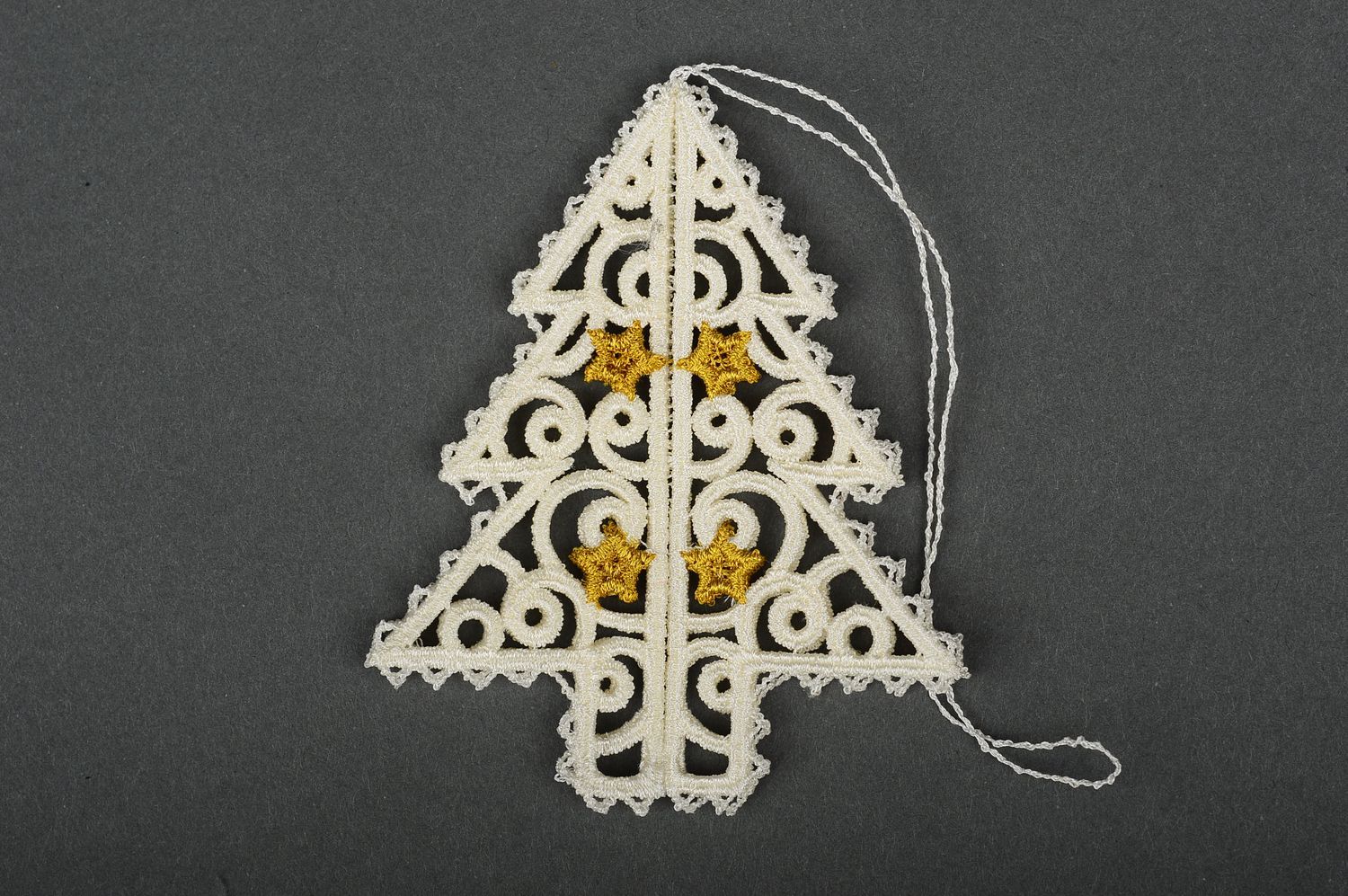 Adorno navideño hecho a mano elemento decorativo árbol de Navidad blanco foto 4