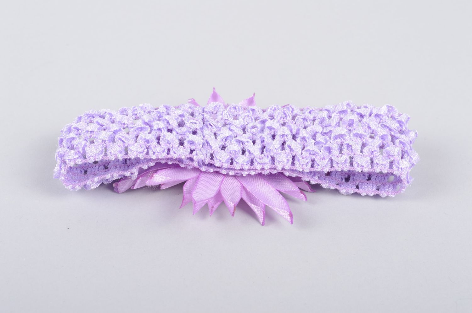 Bandeau cheveux violet fait main avec fleur Accessoire coiffure Cadeau fille photo 4