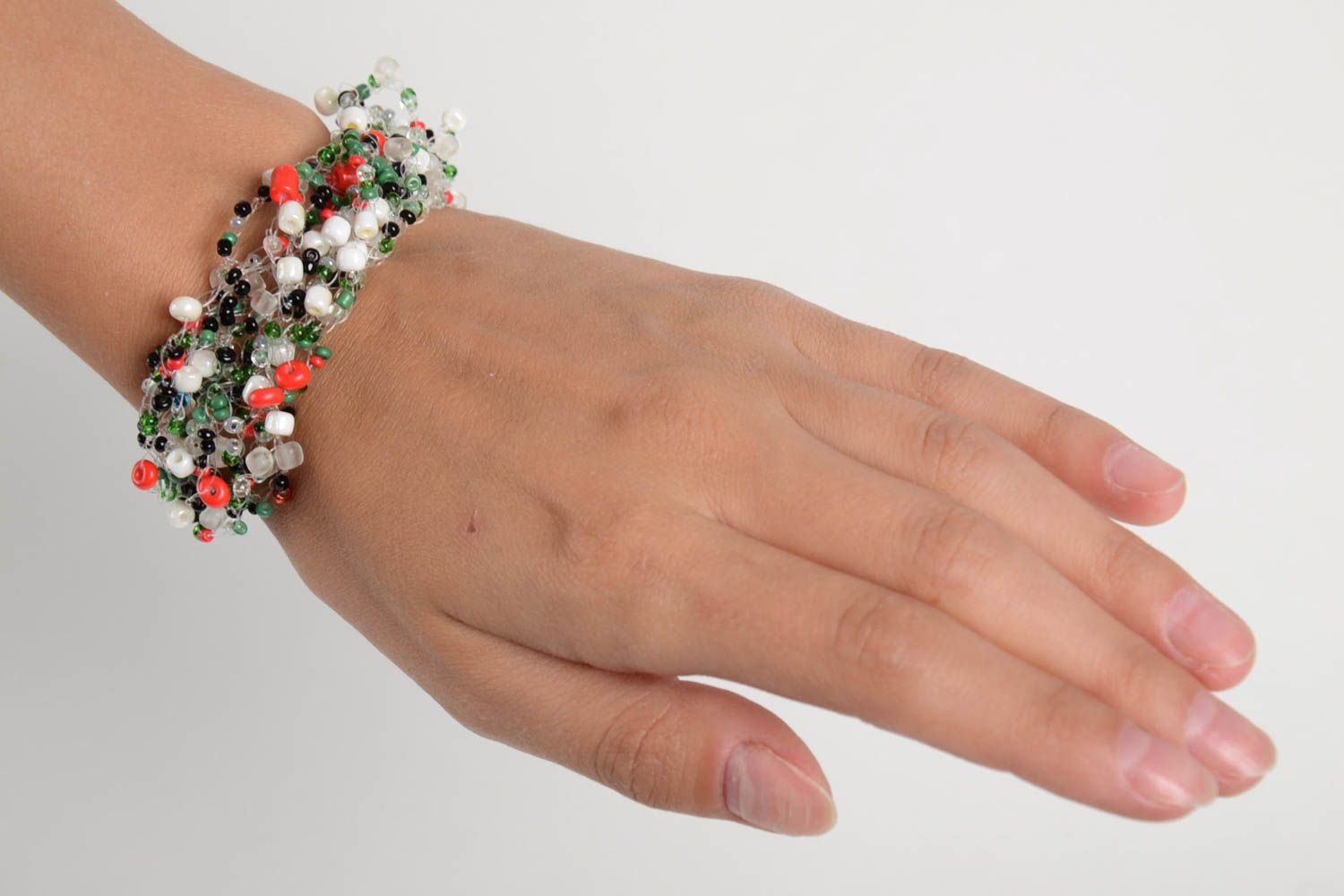 Glasperlen Armband handgefertigt ausgefallener Schmuck Frauen Accessoire bunt foto 2