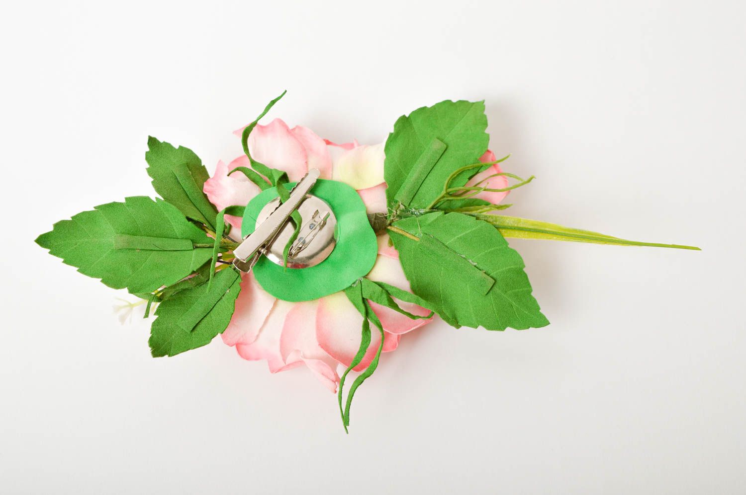Заколка-цветок ручной работы украшение для волос авторский аксессуар Роза фото 4