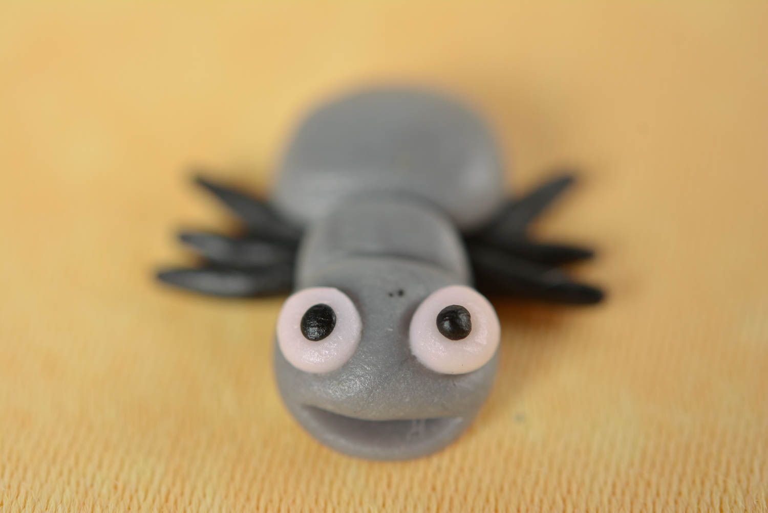 Unusual handmade figurine cute polymer clay statuette designer toy spider photo 2