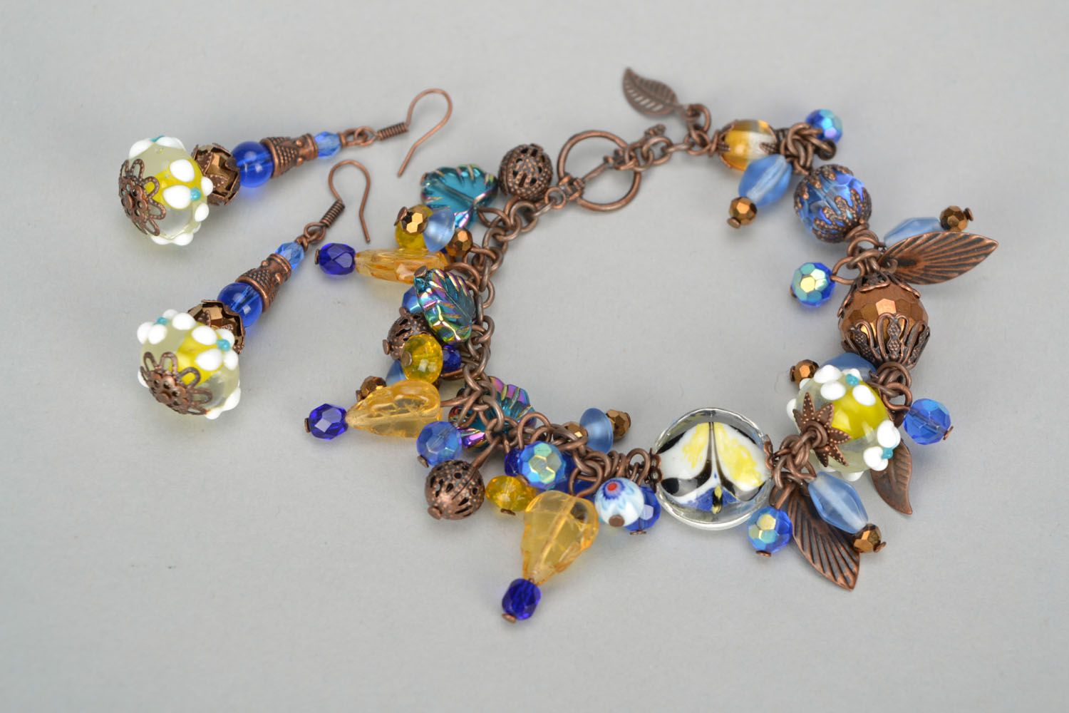 Lampwork bracelet and earrings photo 3
