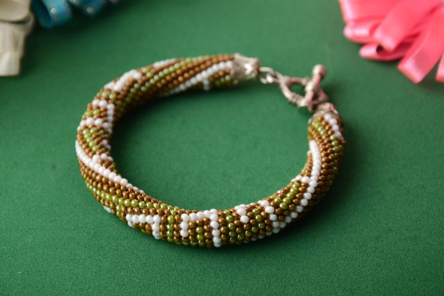 Womens handmade beaded bracelet costume jewelry bead weaving ideas gifts for her photo 1