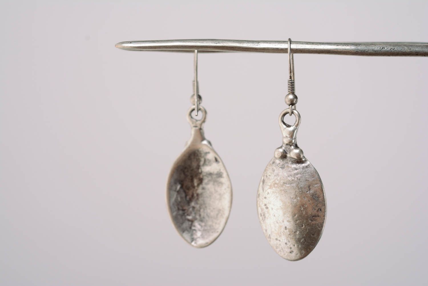 Metal earrings with pendants Spoons photo 3