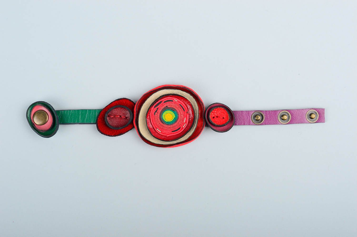 Bracelet en cuir Bijou fait main design avec rondelles Cadeau pour femme photo 2