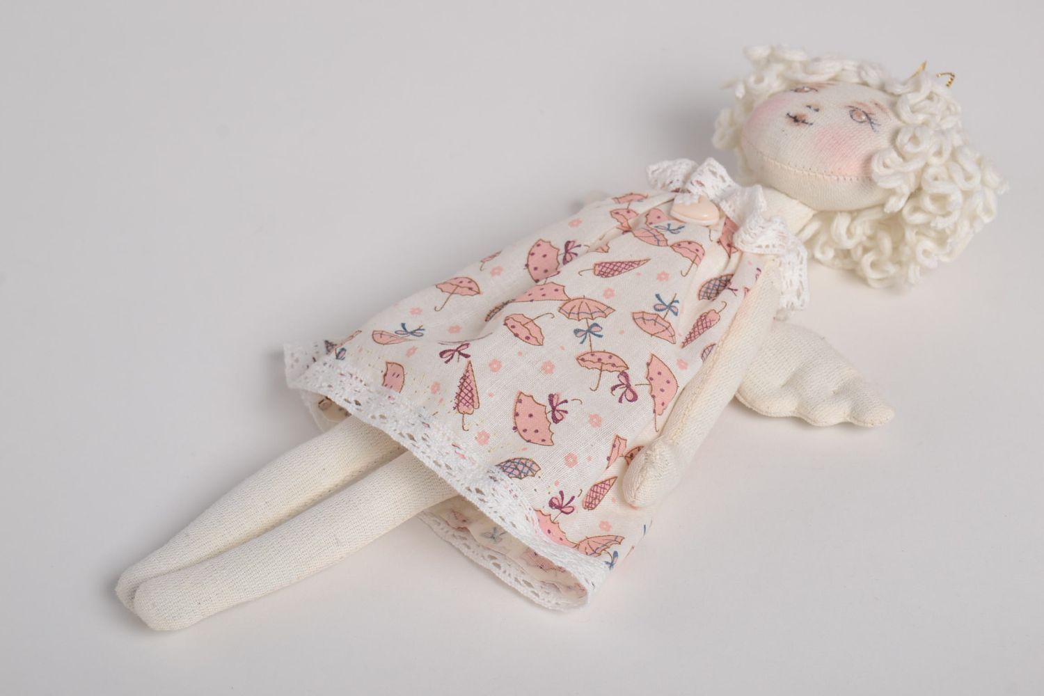 Muñeca artesanal de lana natural decoración de casa regalo original para niña foto 2