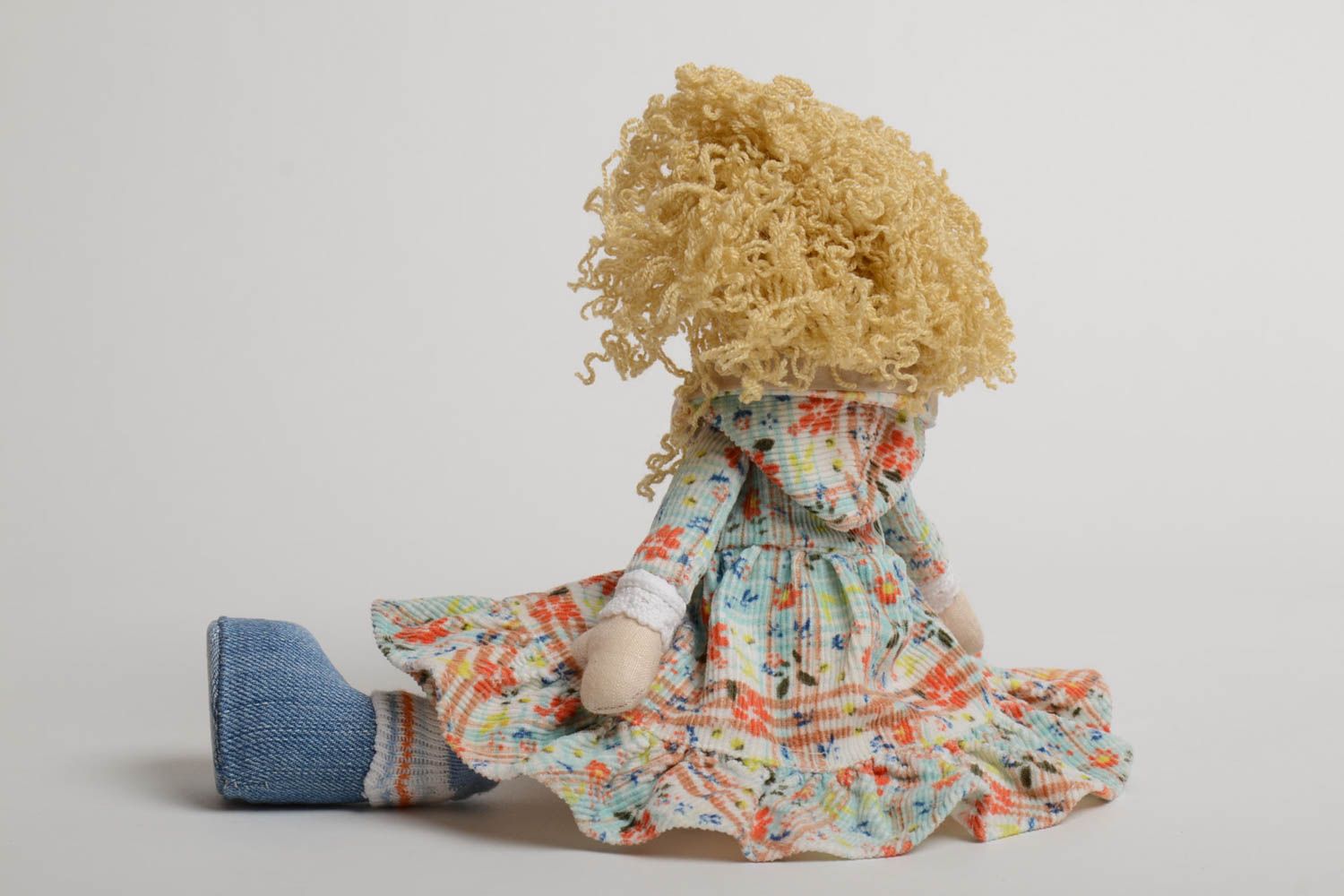 Designer fabric doll made of natural materials designer handmade toy for decor photo 4