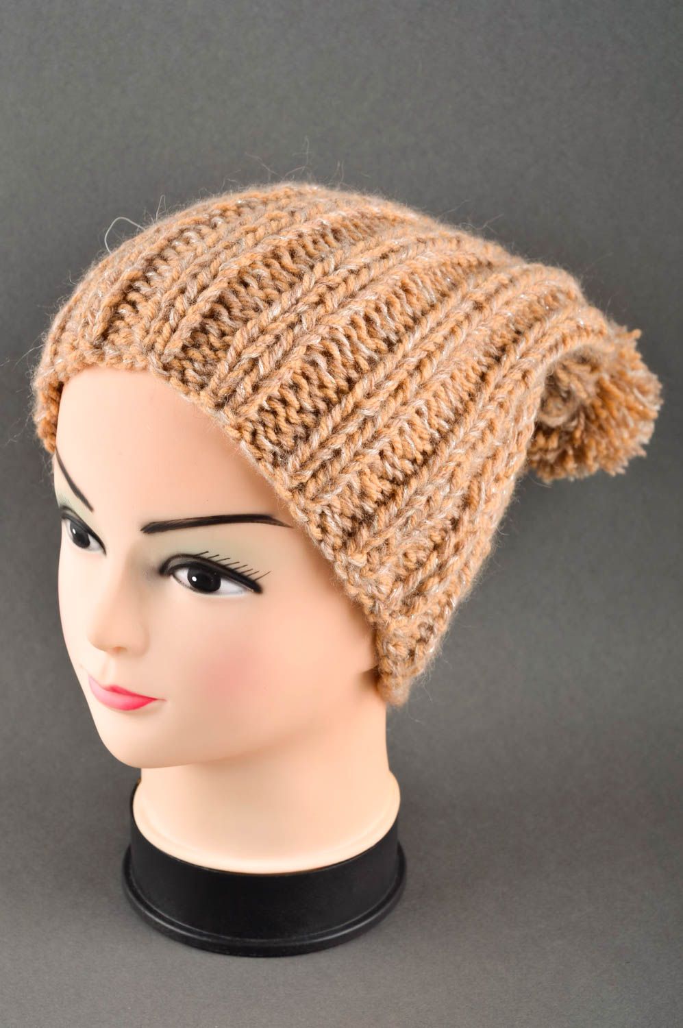 Beautiful handmade knitted hat pompon hat design fashion accessories for girls photo 1