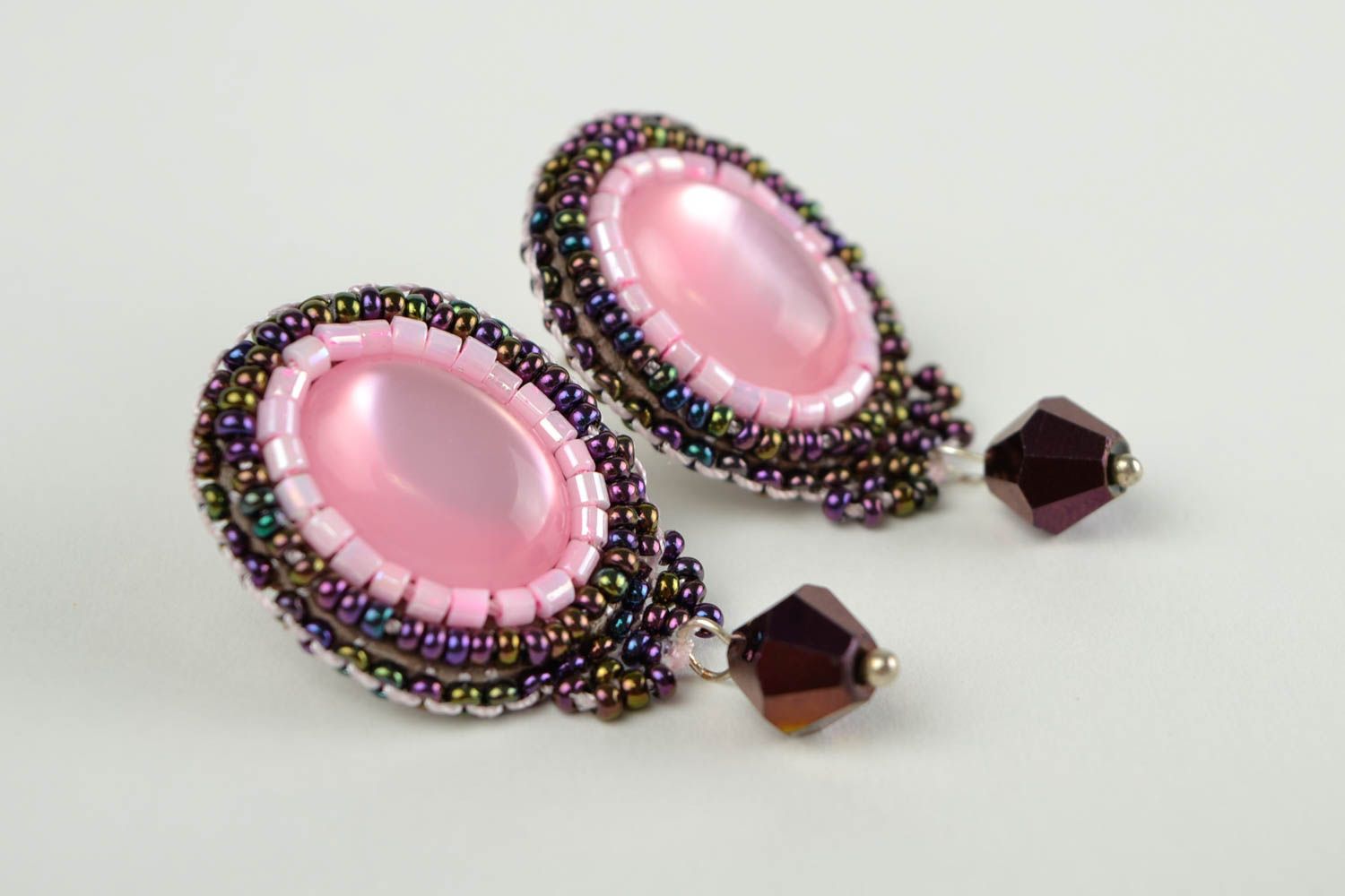 Handgemachte Ohrringe in Rosa Glasperlen schöner Schmuck Juwelier Modeschmuck foto 4