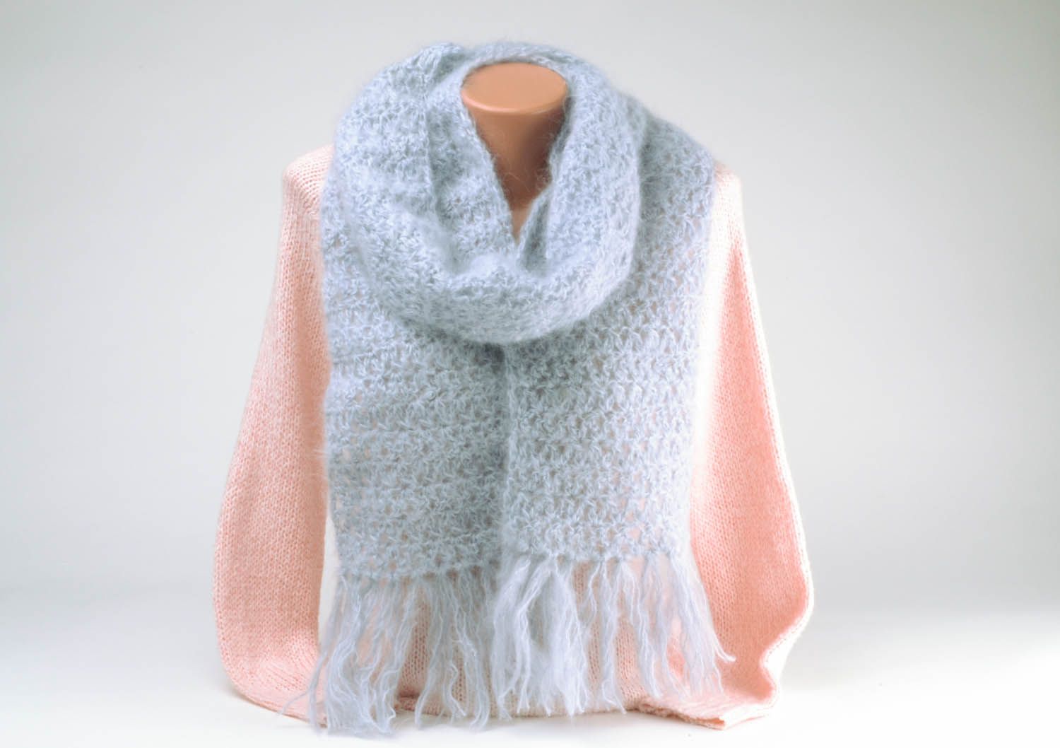Blue crochet scarf photo 1