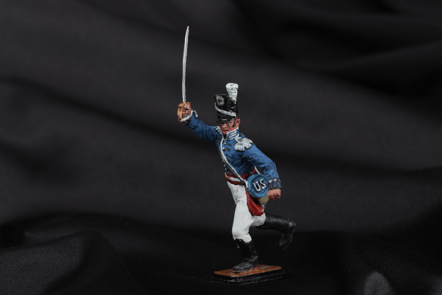 Handmade historical painted tin soldier figurine of American army officer photo 1