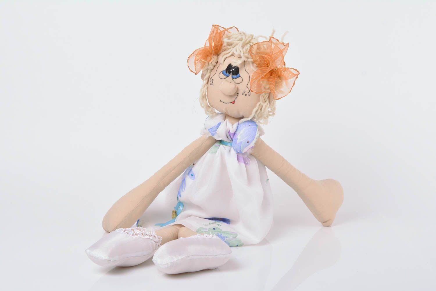 Soft handmade doll made of cotton present for girl beautiful interior decor photo 1