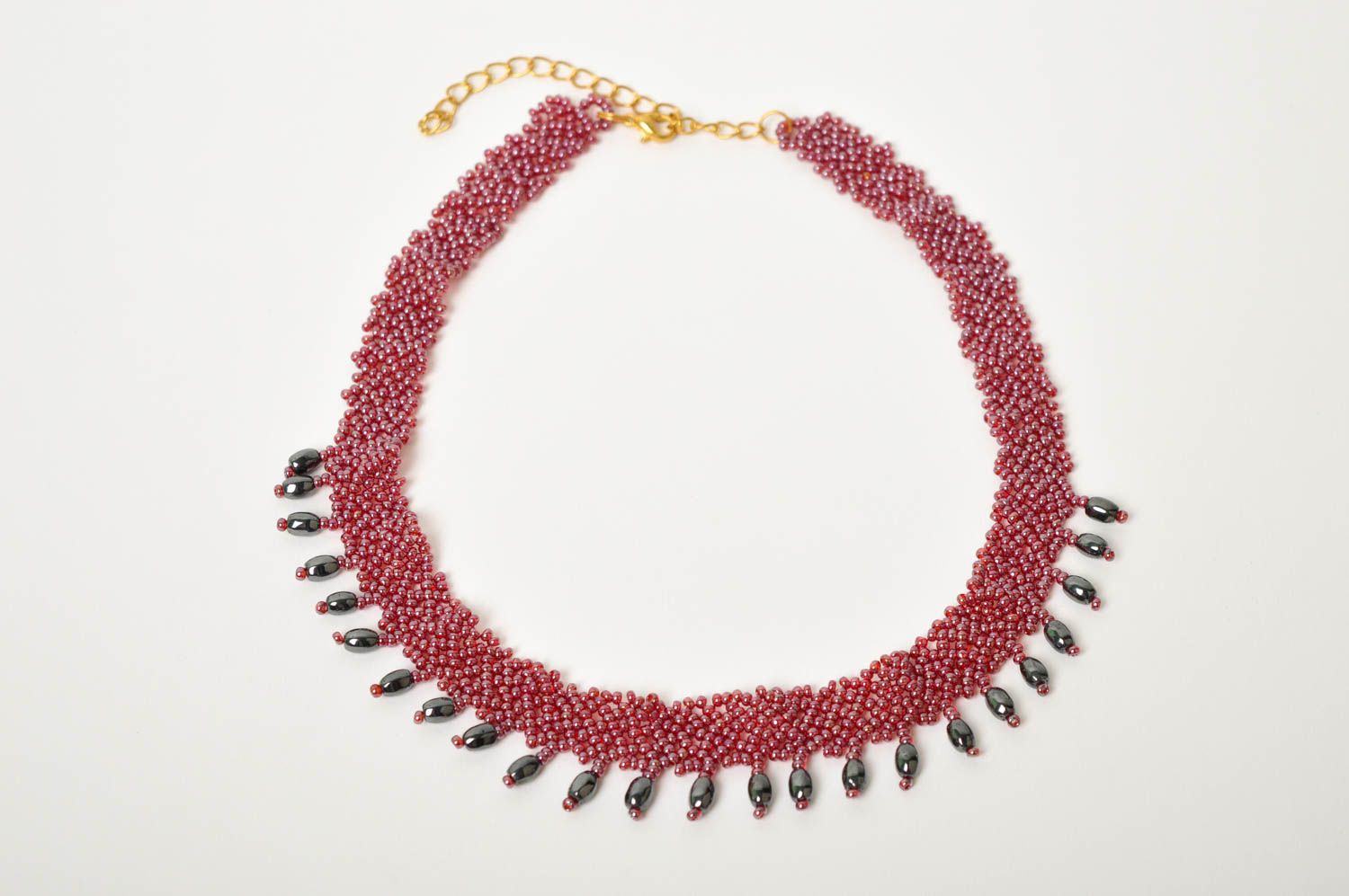 Schmuck Halskette handgefertigt Damen Collier Accessoires für Frauen schwarz  foto 4