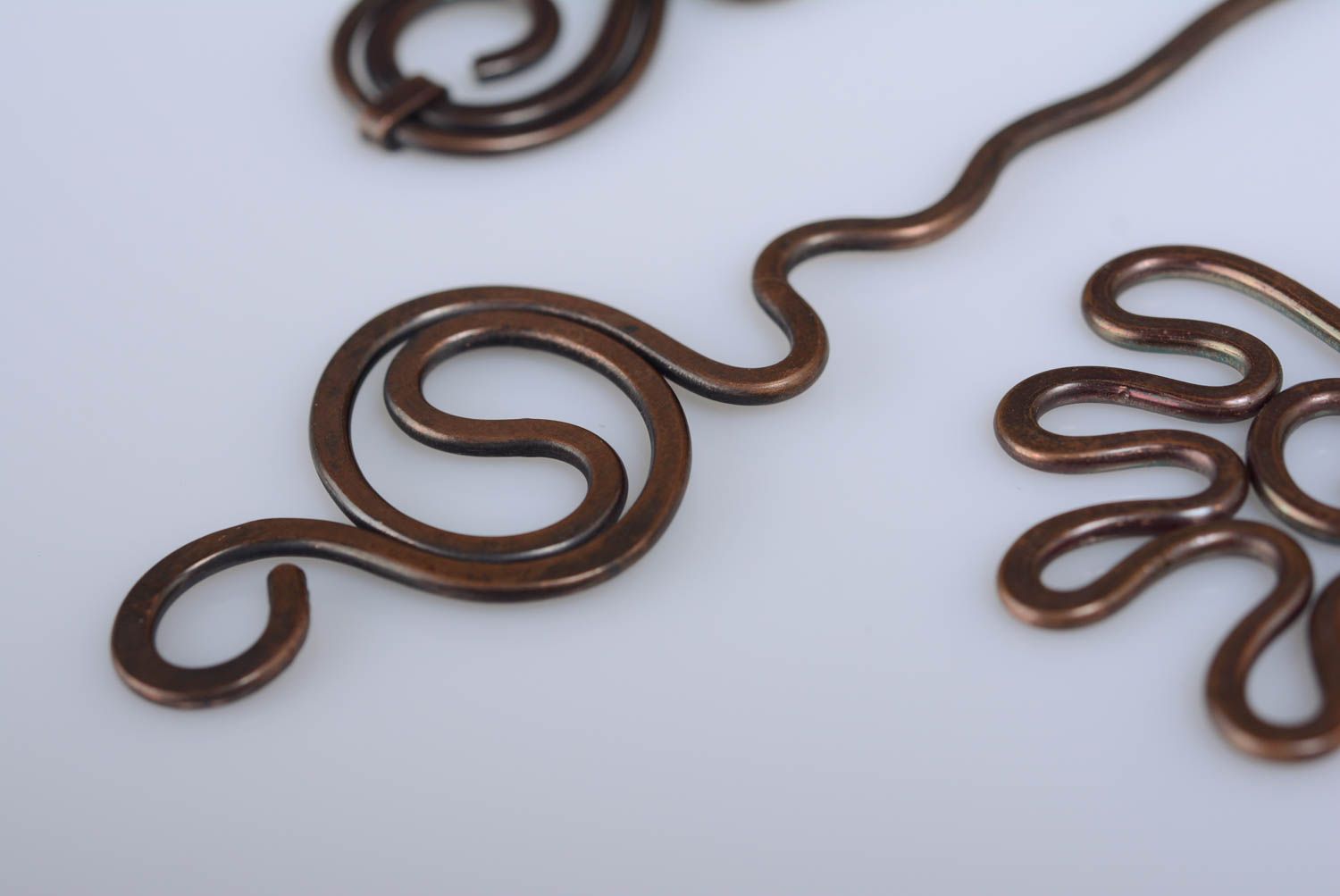 Große handgemachte einfache braune Wire Wrap Haarnadel aus Kupfer Haarschnmuck foto 4