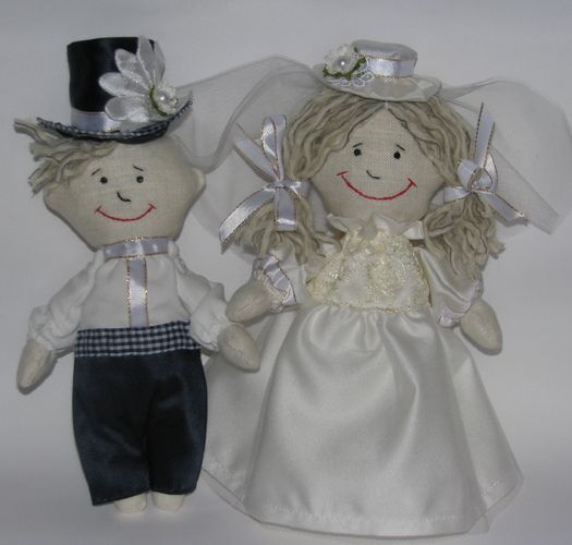 Handmade Puppe aus Textil Braut und Bräutigam foto 1