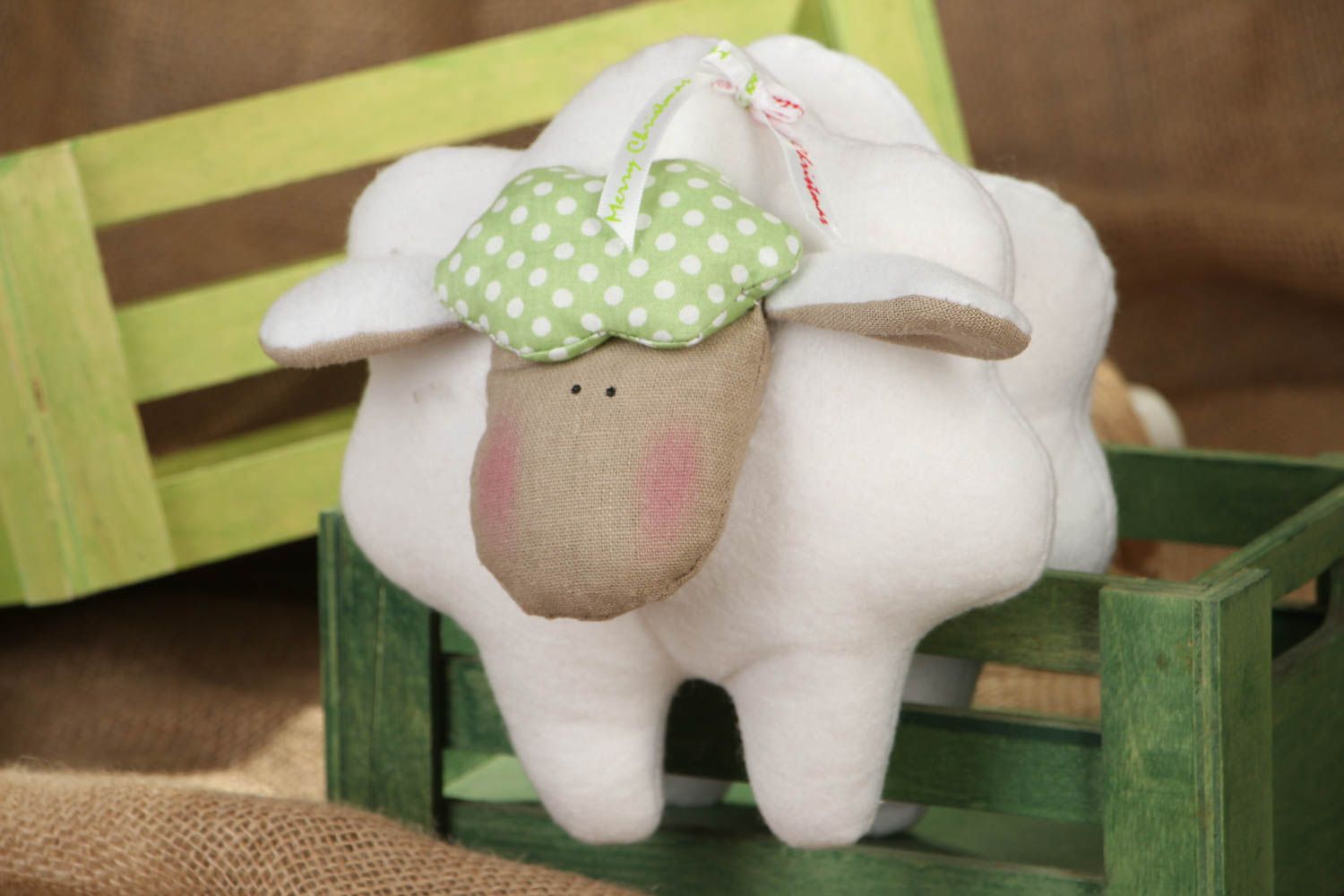 Peluche décorative en feutre Mouton blanc photo 5