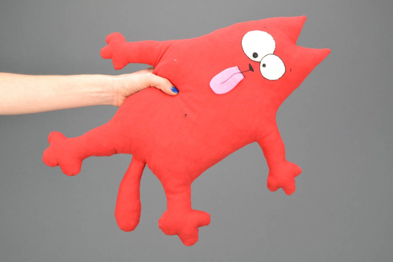Großes Kuscheltier für Kinder Sofakissen Katze in Rot foto 2