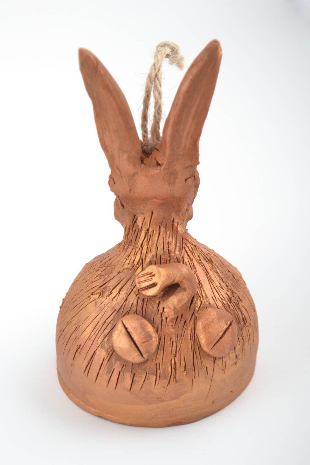 Campanello d'autore in ceramica fatto a mano a forma di coniglio divertente
 foto 5