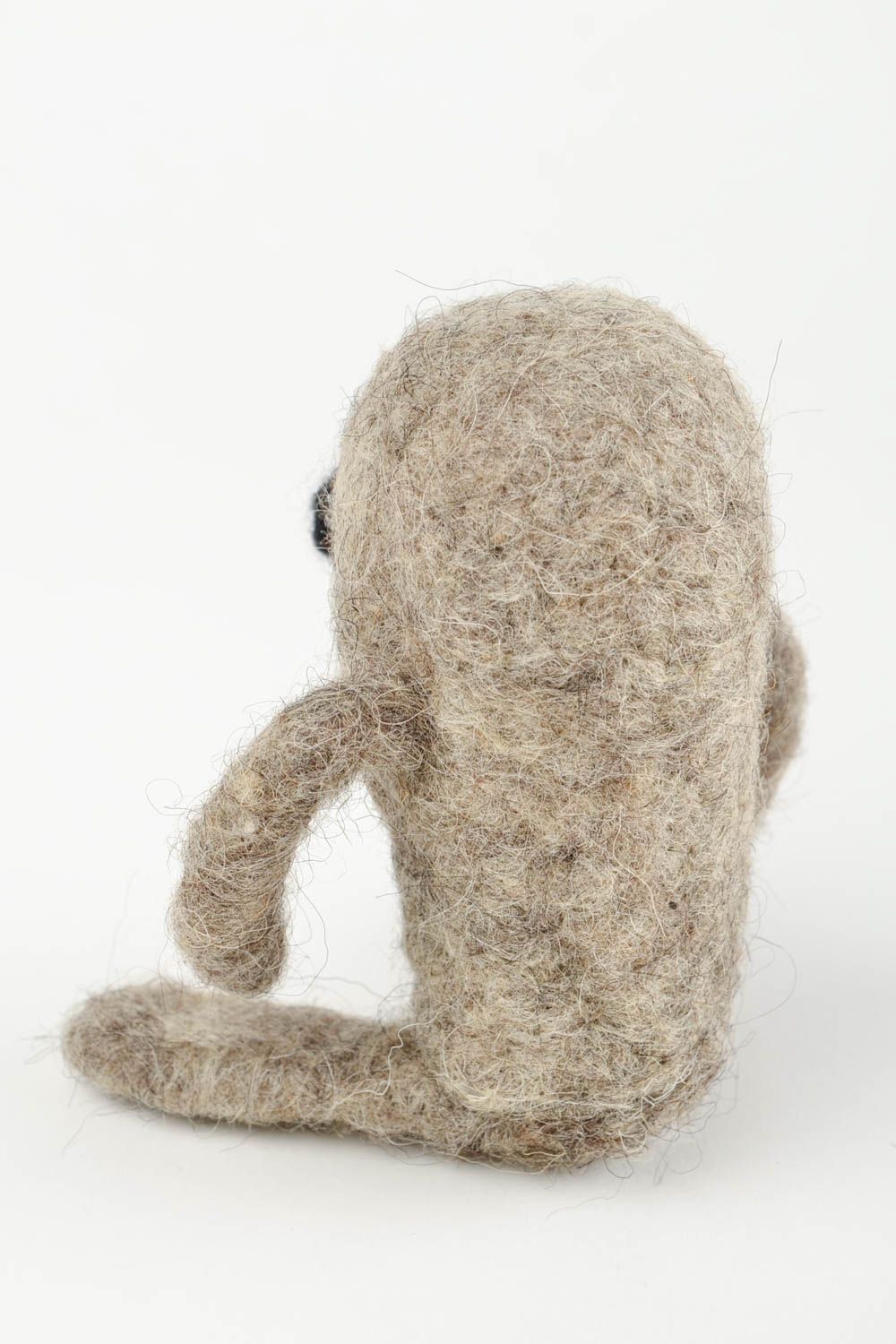 Jouet en laine feutrée Peluche faite main bonhomme gris Cadeau pour enfant photo 5