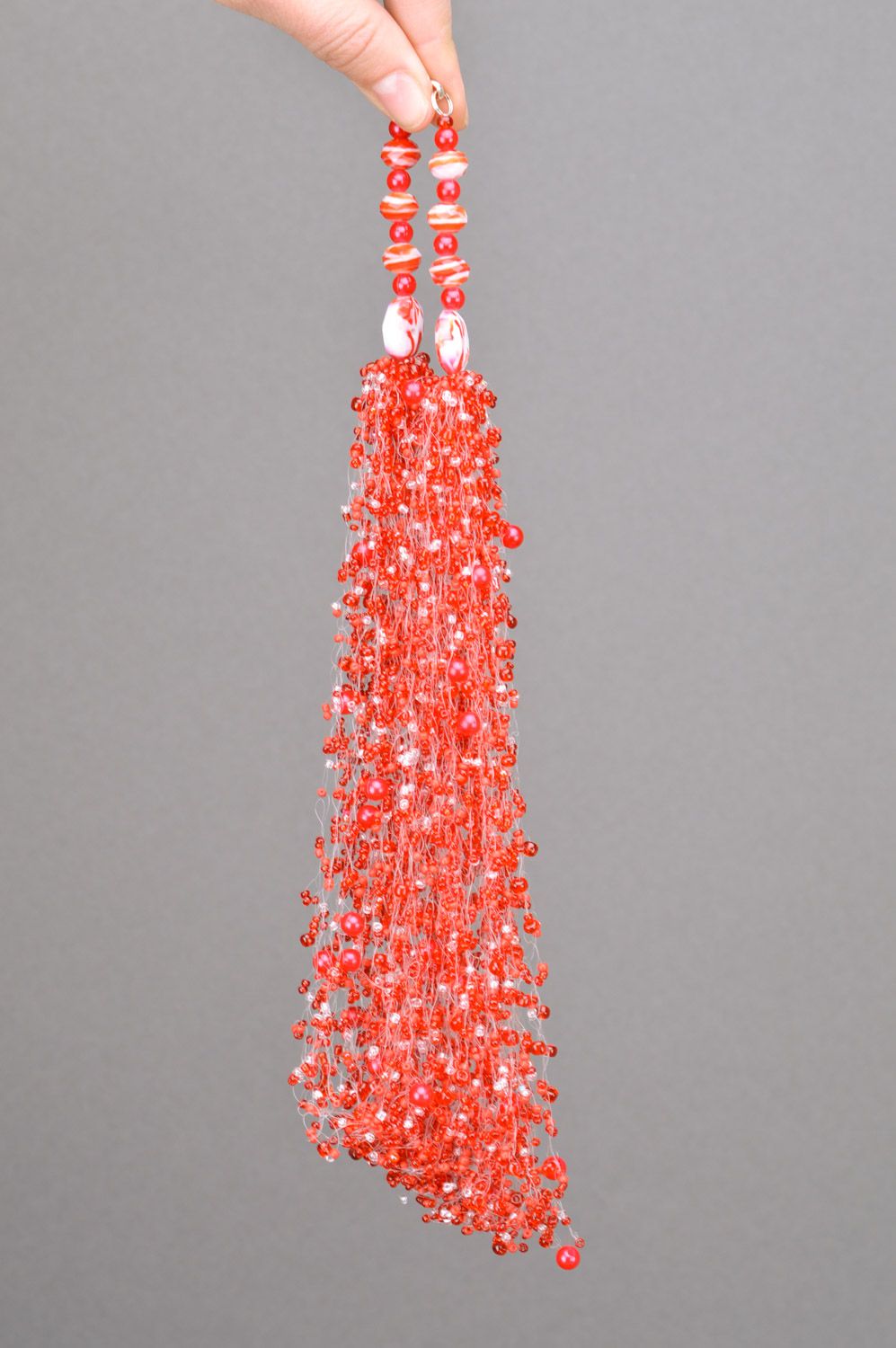 Großes massives Collier aus Glasperlen und Glaskugeln in Rot für grelle Looks  foto 3