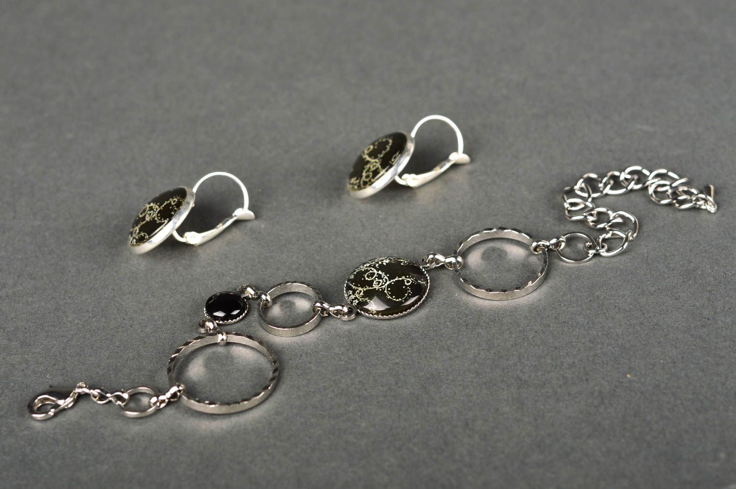 Lot de Bijoux faits main Bracelet boucles d'oreilles en métal Cadeau femme photo 3