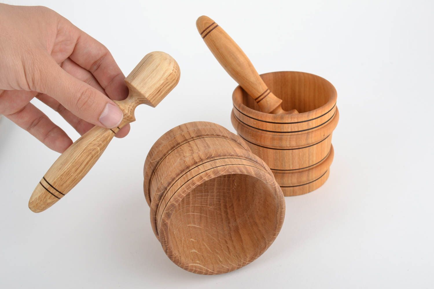 Set wooden mortars with a pestles for spices 2 pieces per 200 ml photo 4
