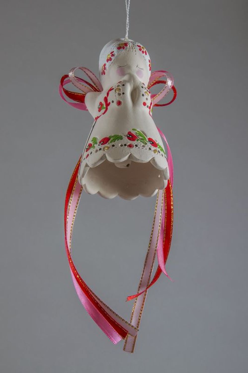 Clochette céramique rose artisanale Ange photo 6