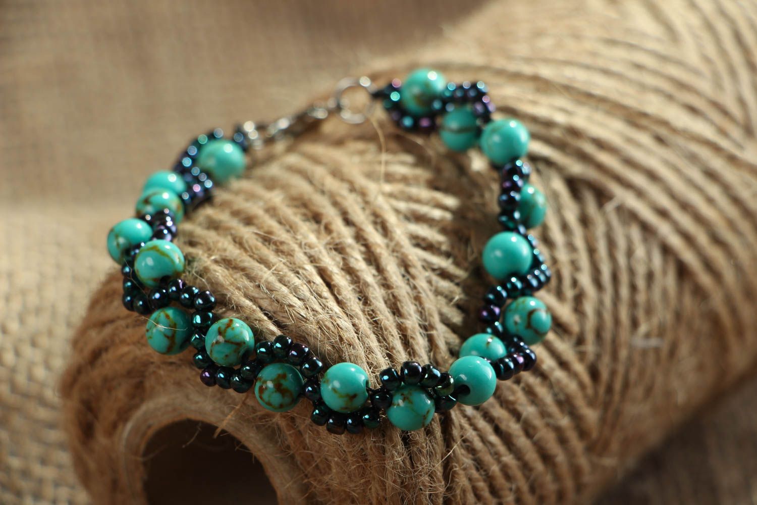Wrist bracelet with turquoise photo 4