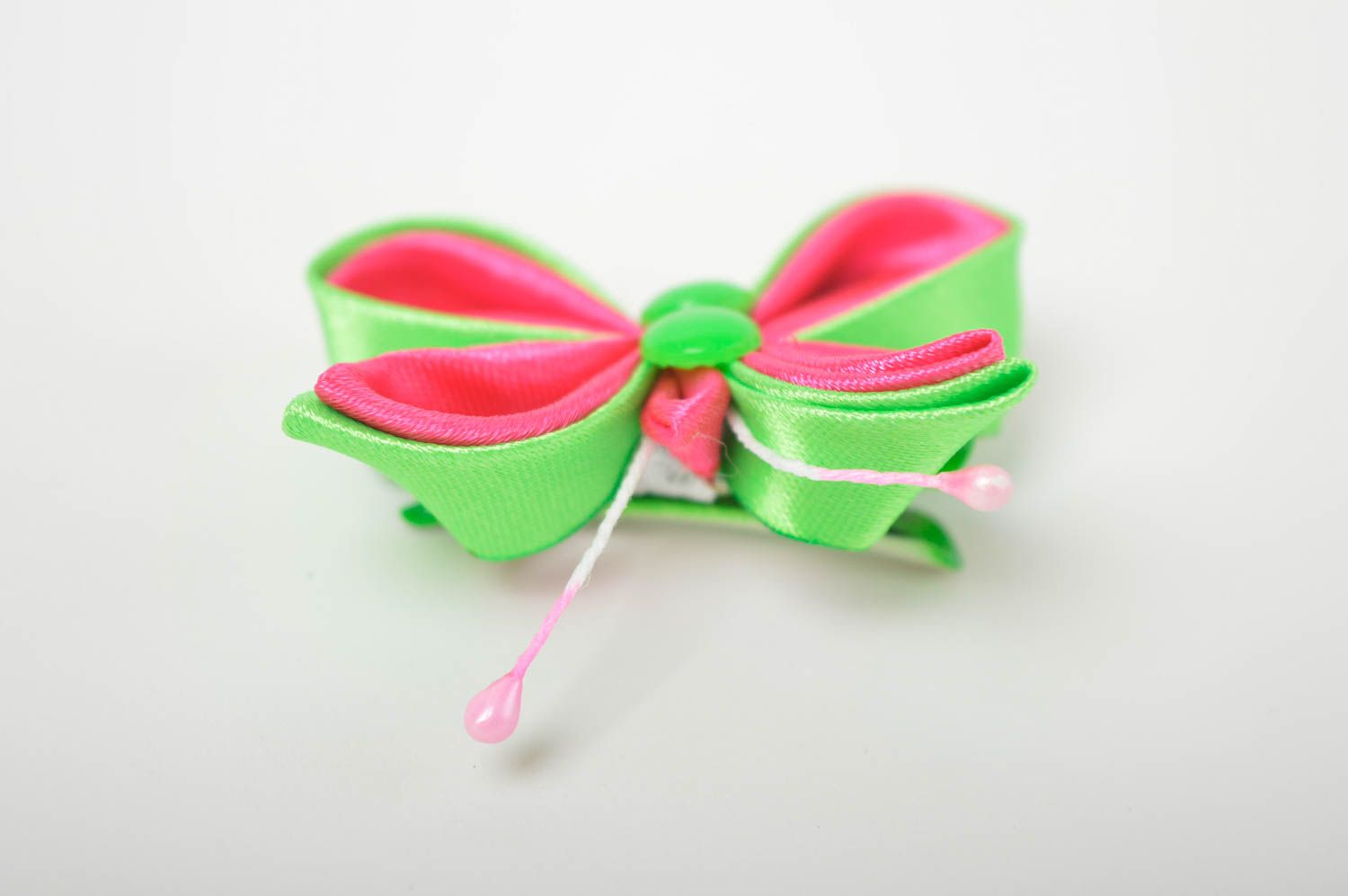 Handmade Haarspange Schmetterling Mädchen Haarschmuck Mode Accessoire rosa grün foto 3