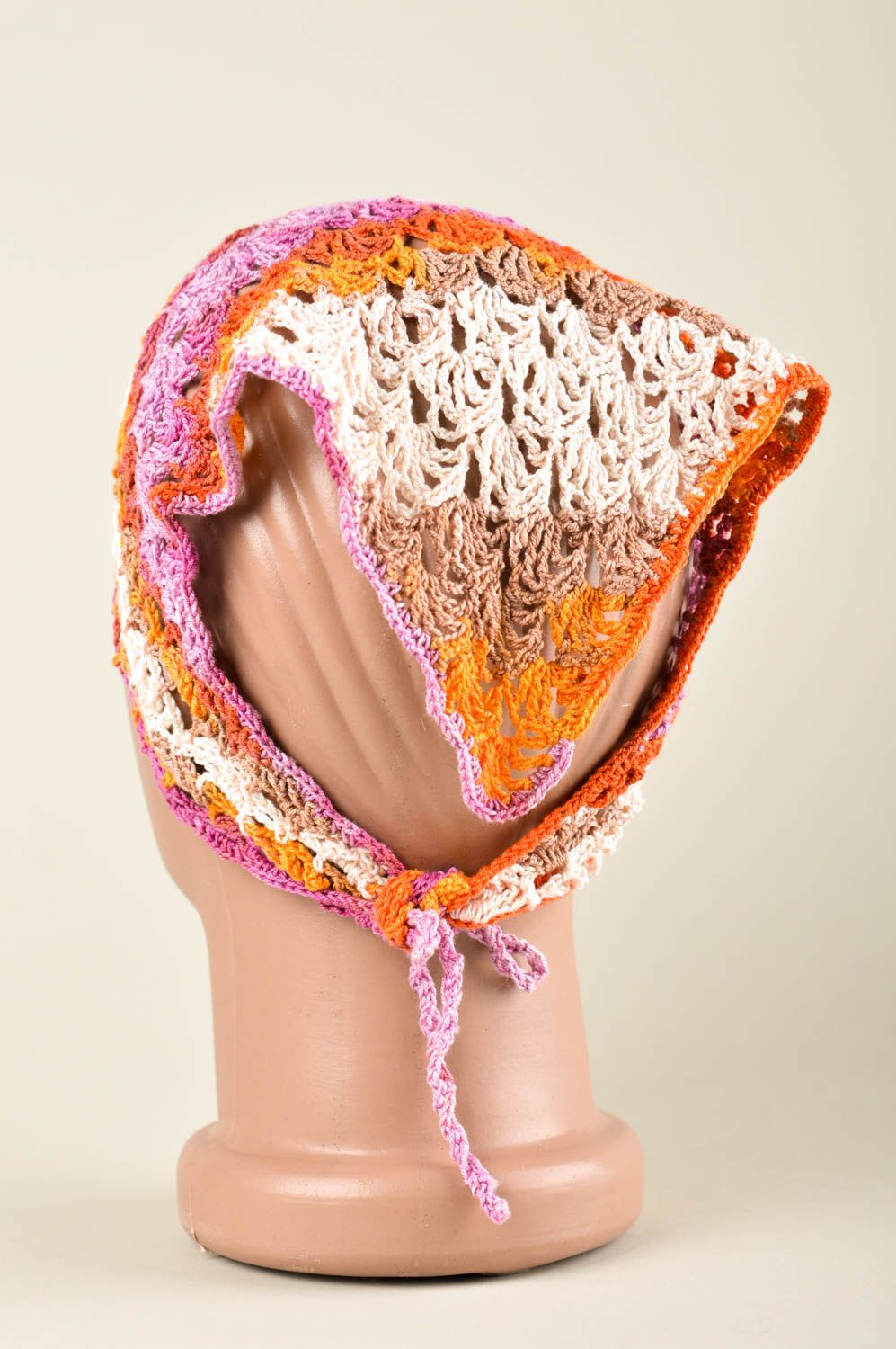 Handmade kerchief warm kerchief crocheted kerchief unusual headdress photo 5
