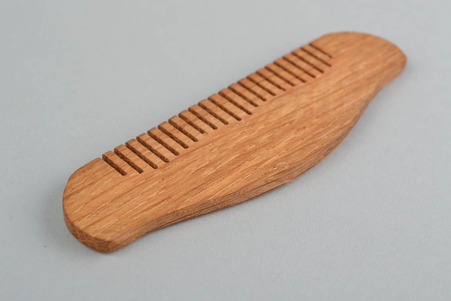 Handmade comb for beard and mustache made of oak wood with carved ornament photo 3