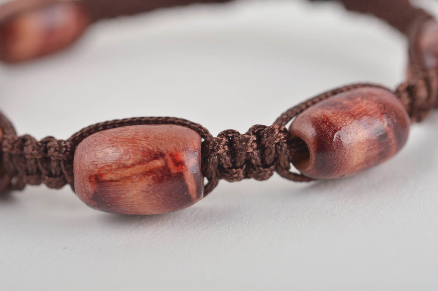 Handcrafted wrist bracelet woven bracelet wooden jewelry designer accessories photo 4