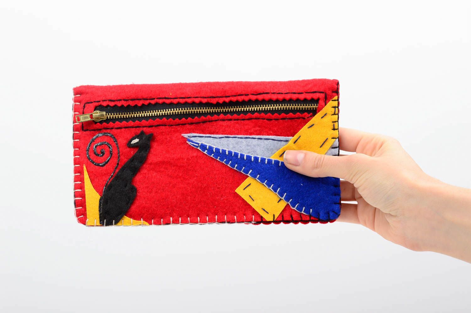 Clutch de mano de tela rojo accesorio para mujer artesanal regalo original foto 5