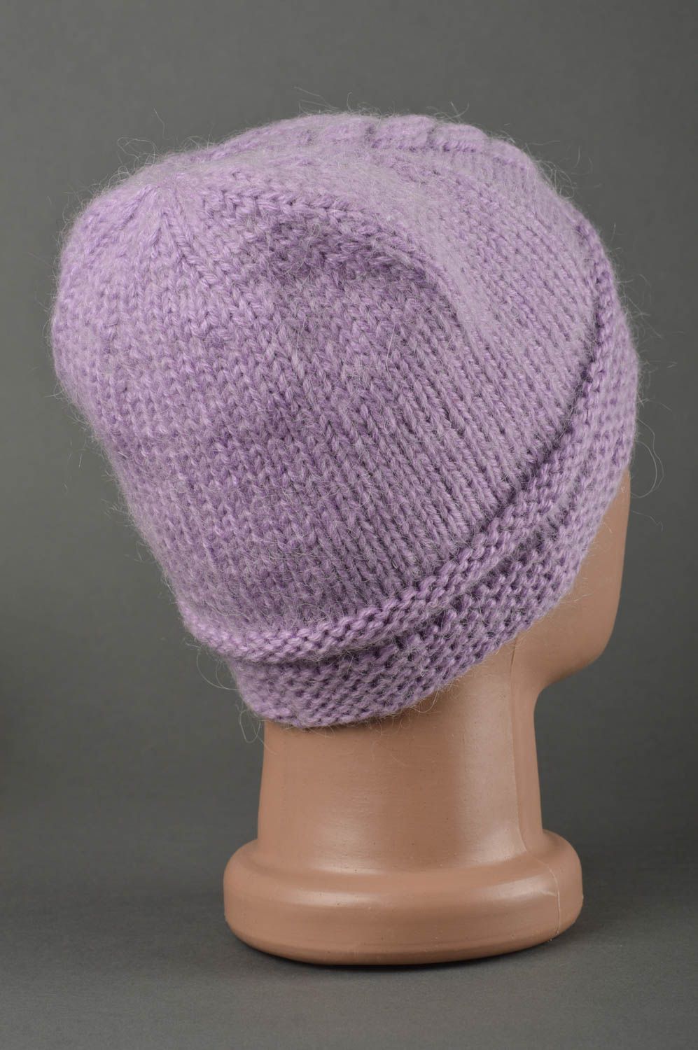Bonnet au crochet fait main Chapeau tricot chaud d'hiver violet Vêtement enfant photo 2