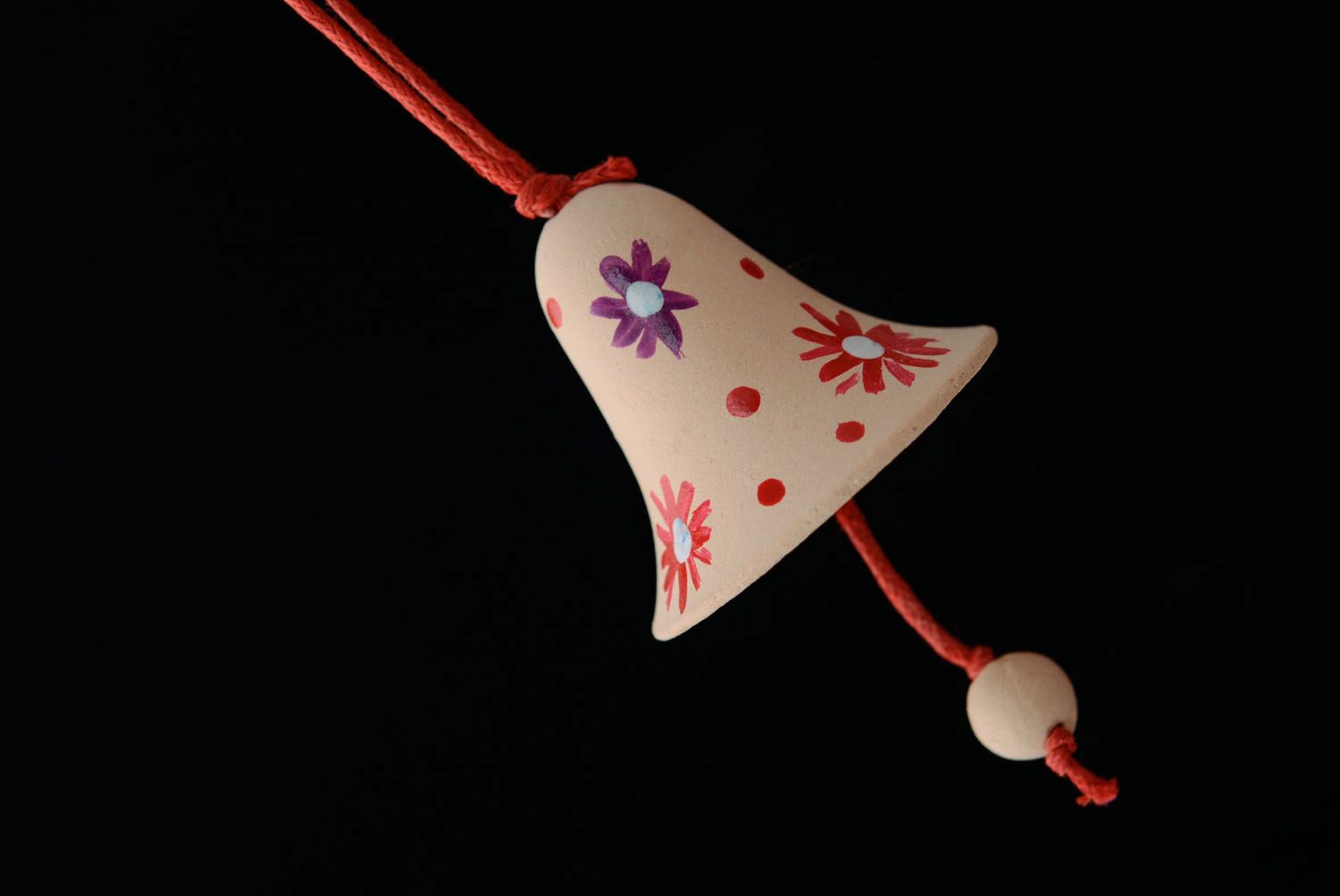 Clochette décorée en argile faite main photo 3