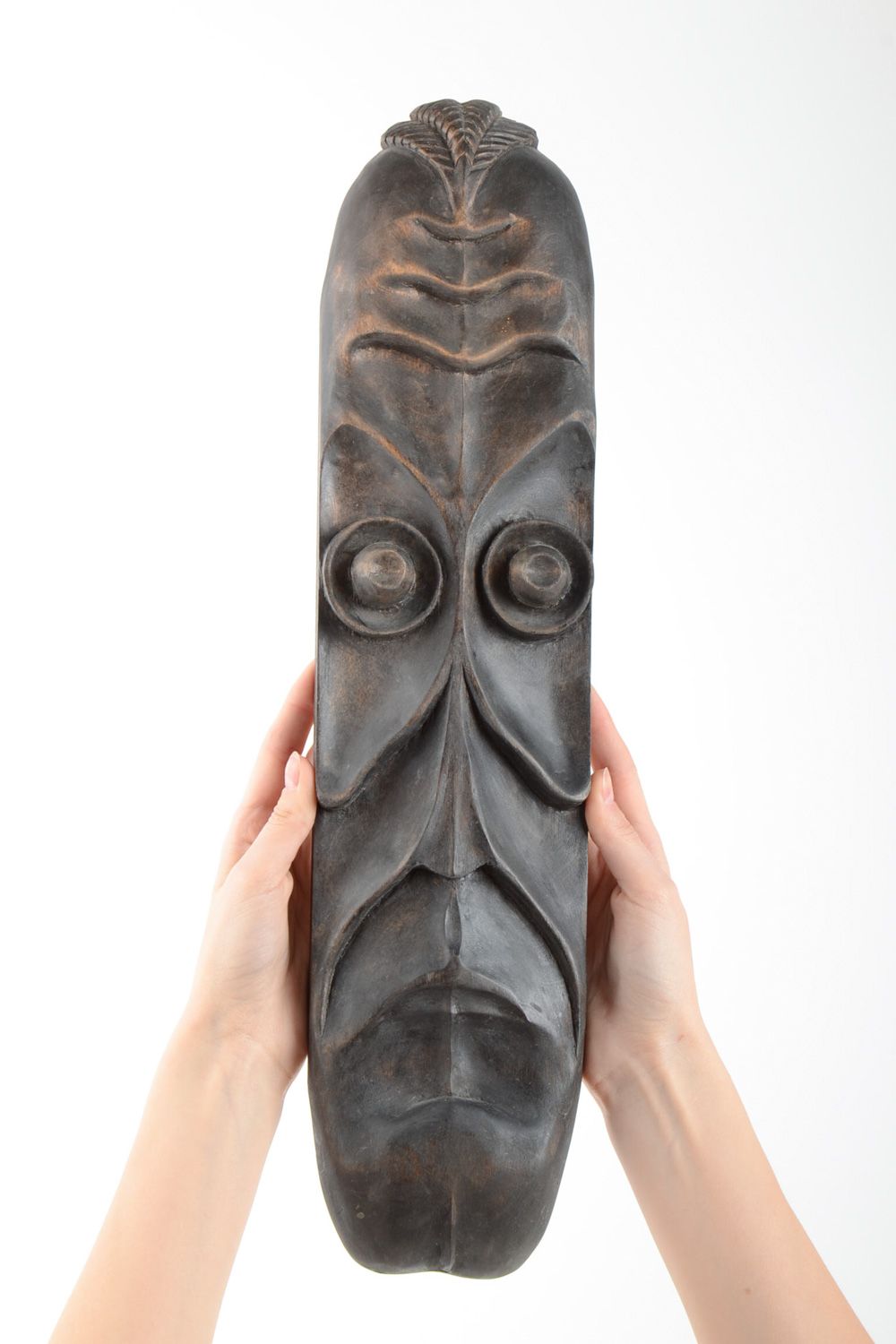 Máscara de madera artesanal para pared colgante tallado foto 5