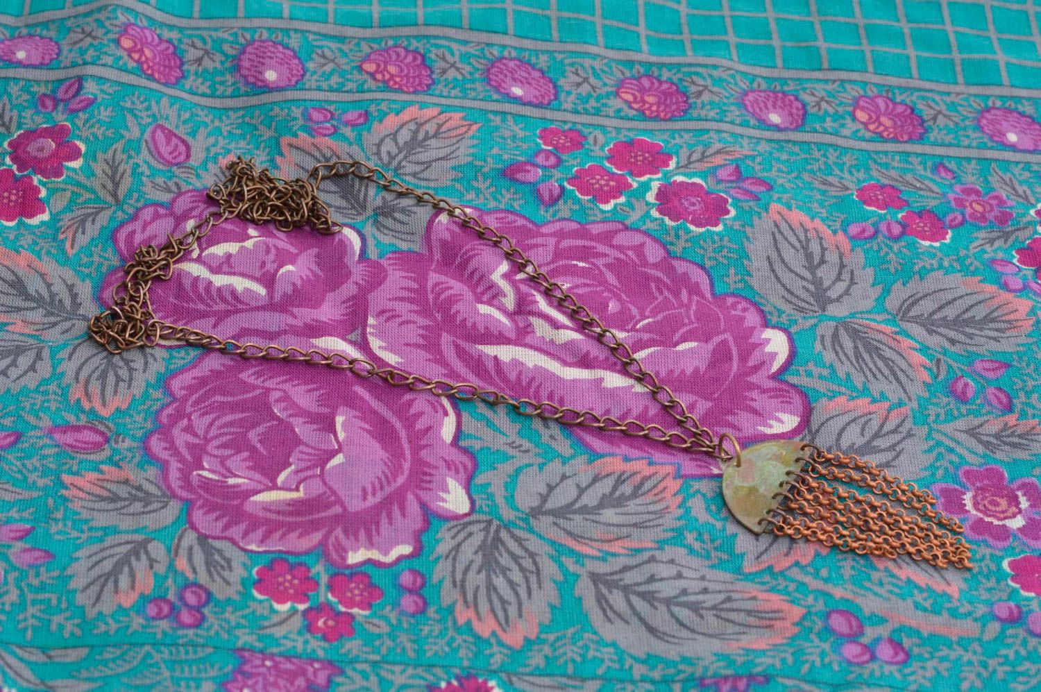 Украшение ручной работы украшение из меди женский кулон с подвесными цепочками фото 2
