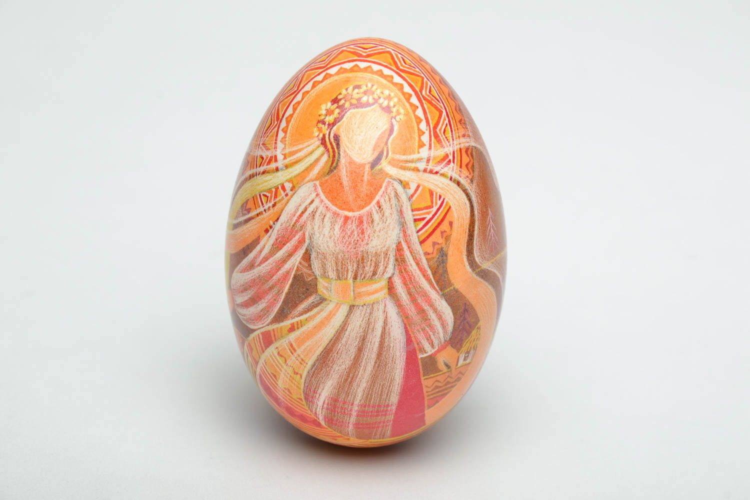 Painted Easter egg decorated with carving photo 2