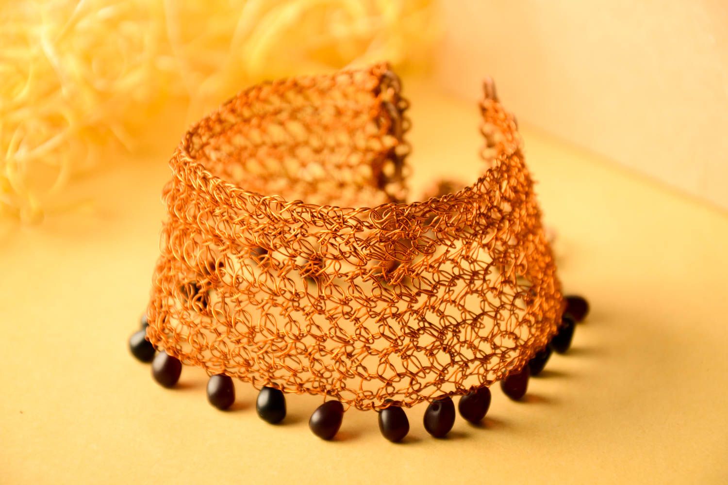 Handmade Collier Halskette Mode Schmuck Damen Armband aus Kupfer mit Steinen foto 1