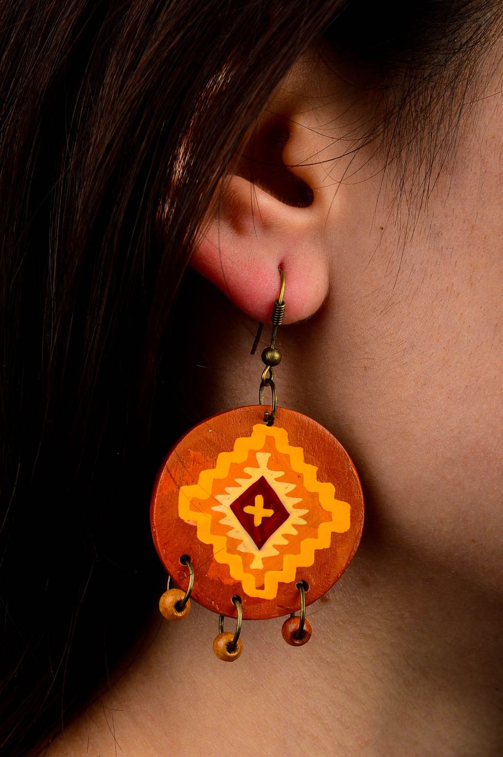 Handmade accessories unusual earrings ceramic round-shaped earrings women gift photo 2