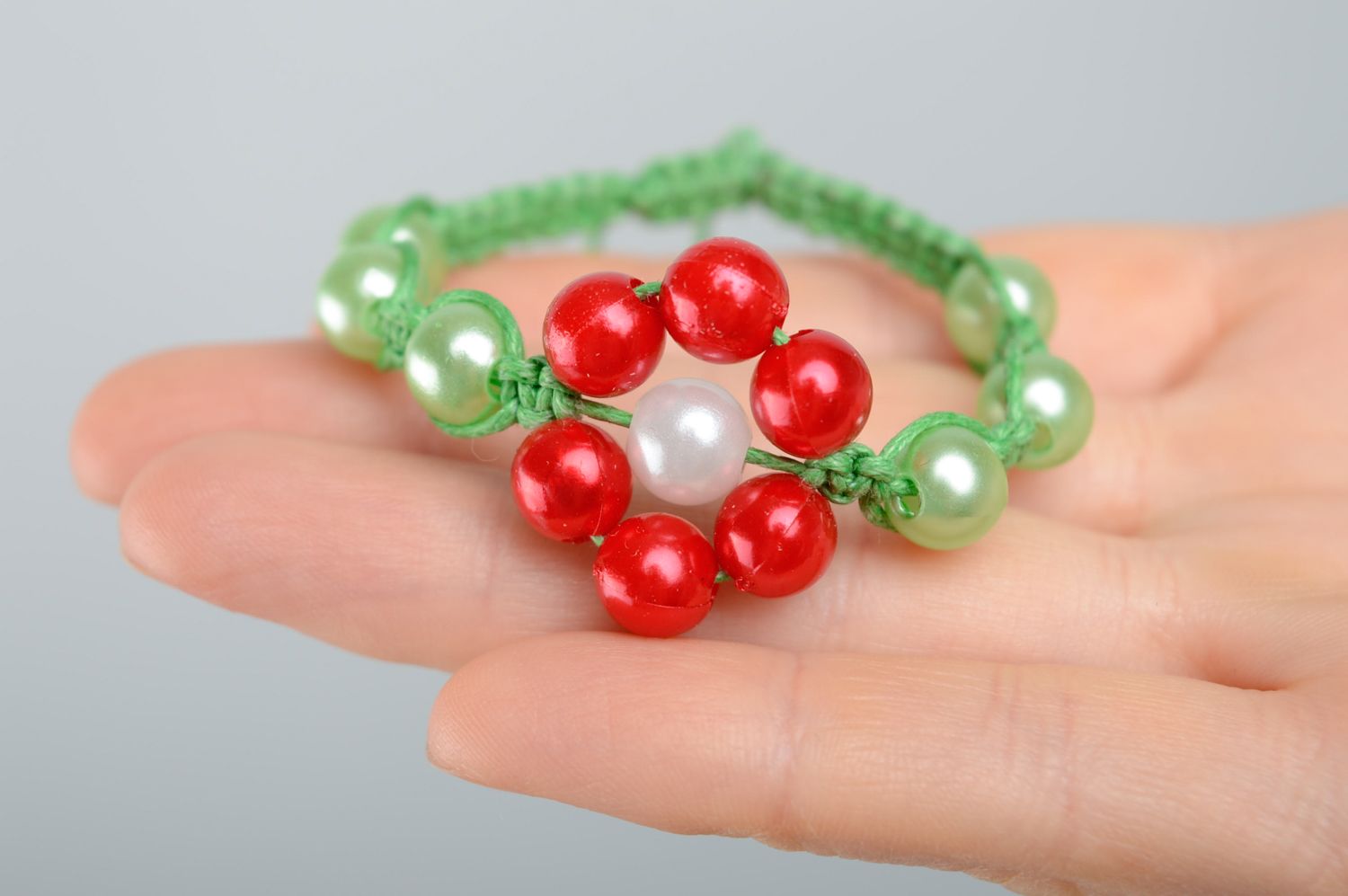 Woven macrame bracelet with ceramic beads photo 3